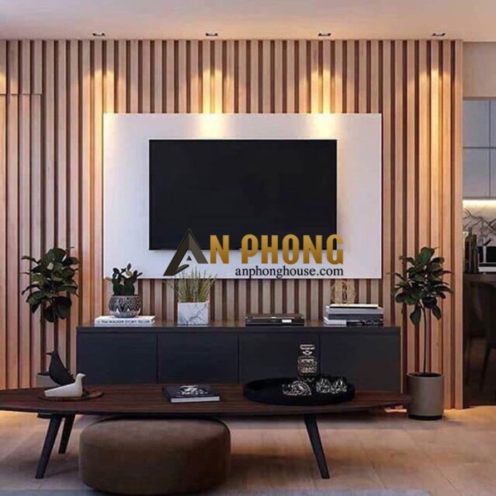 Lam sóng ốp tường phòng khách 